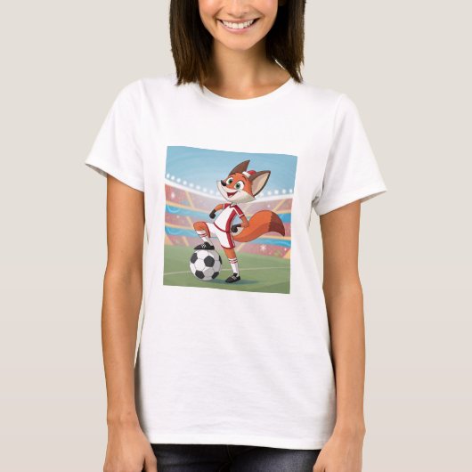 Christmas Fox Playing Football Tシャツ (正面)