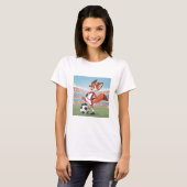 Christmas Fox Playing Football Tシャツ (正面フル)