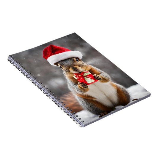 Christmas Fox Squirrel with a Santa Hat ノートブック (右側)