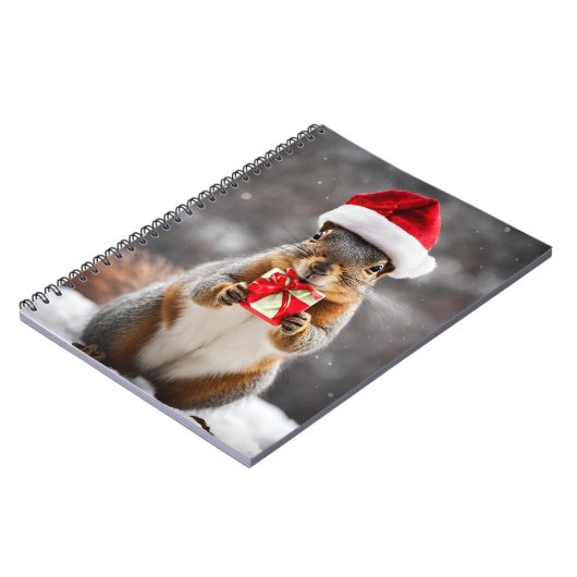 Christmas Fox Squirrel with a Santa Hat ノートブック (左側)
