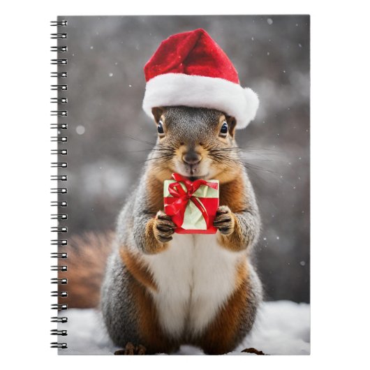 Christmas Fox Squirrel with a Santa Hat ノートブック (正面)