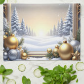 Christmas Frame Holiday Kitchen Towel キッチンタオル (折り畳み)