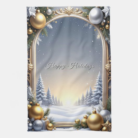 Christmas Frame Holiday Kitchen Towel キッチンタオル (縦)