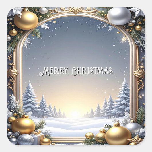 Christmas Frame Holiday Sticker スクエアシール (正面)