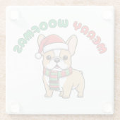 Christmas French Bulldog Coaster: Merry Woofmas ガラスコースター (裏面)