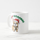 Christmas French Bulldog Mug: Merry Woofmas コーヒーマグカップ (正面左)