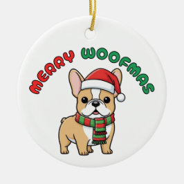 Christmas French Bulldog Ornament: Merry Woofmas セラミックオーナメント