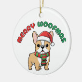 Christmas French Bulldog Ornament: Merry Woofmas セラミックオーナメント (左)