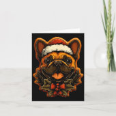 Christmas French Bulldog With Santa Hat Gingerbrea カード (正面)