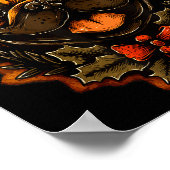 Christmas French Bulldog With Santa Hat Gingerbrea ポスター (角)