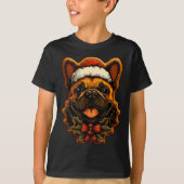Christmas French Bulldog With Santa Hat Gingerbrea Tシャツ (正面)