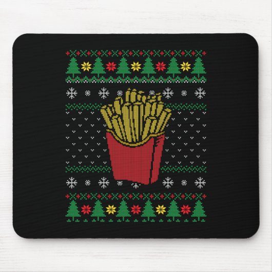 Christmas French Fries Ugly Sweater  マウスパッド (正面)