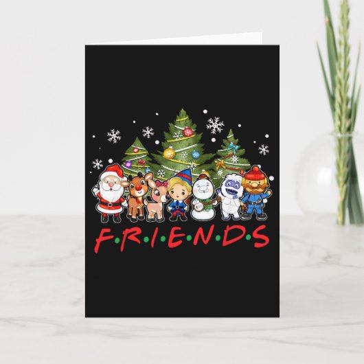 Christmas Friends Santa Rudolph Snowman Family Xma カード (正面)