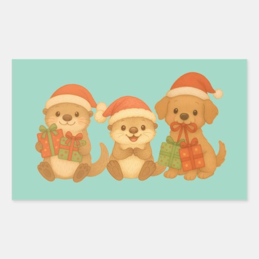 "Christmas Friends" Sticker 長方形シール (正面)
