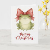 Christmas Frog with Festive Bow Card カード (黄色い花)