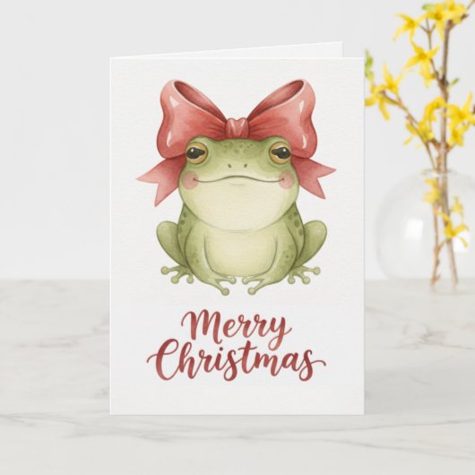 Christmas Frog with Festive Bow Card カード (黄色い花)