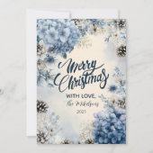 Christmas Frosted Blue Greenery シーズンカード (正面)