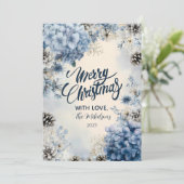 Christmas Frosted Blue Greenery シーズンカード (スタンド正面)