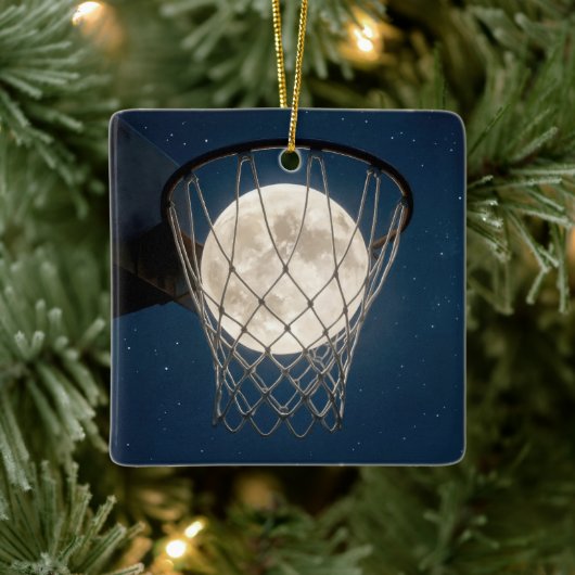 Christmas Full Moon In a Basketball Net セラミックオーナメント (ツリー)