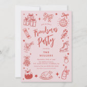  Christmas Fun Doodle Friendsmas Party 招待状 (正面)