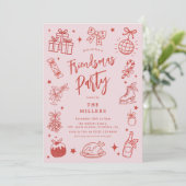  Christmas Fun Doodle Friendsmas Party 招待状 (スタンド正面)