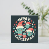 Christmas Fun Potted Santa Cactus Plants シーズンカード (スタンド正面)