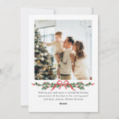 Christmas Funky Whimsical Red Bow Wreath 2 Photo シーズンカード (裏面)