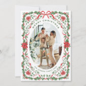 Christmas Funky Whimsical Red Bow Wreath 2 Photo シーズンカード (正面)