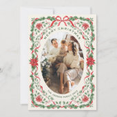 Christmas Funky Whimsical Red Bow Wreath 2 Photo シーズンカード (正面)
