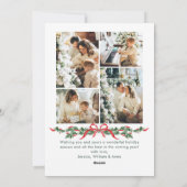 Christmas Funky Whimsical Red Bow Wreath 5 Photo シーズンカード (裏面)