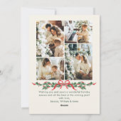 Christmas Funky Whimsical Red Bow Wreath 5 Photo シーズンカード (裏面)