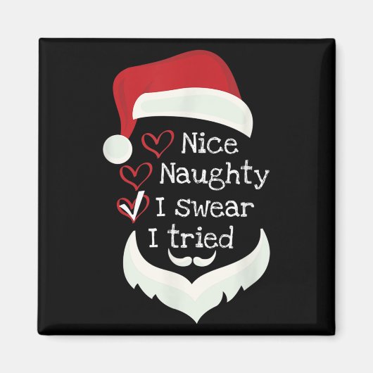 Christmas Funny Checklist, Nice Naughty I Swear I  マグネット (正面)