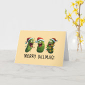 Christmas funny dill pickles Merry Dillmas カード (黄色い花)