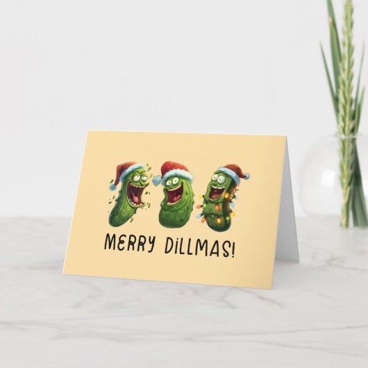 Christmas funny dill pickles Merry Dillmas カード (正面)