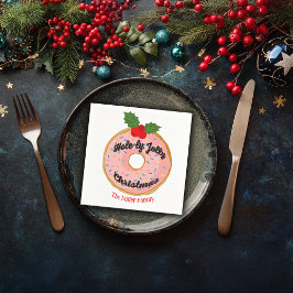Christmas Funny Donut Wreath Personalize  スタンダードカクテルナプキン