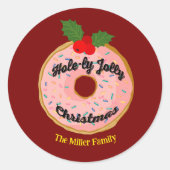Christmas Funny Donut Wreath Personalize  ラウンドシール (正面)