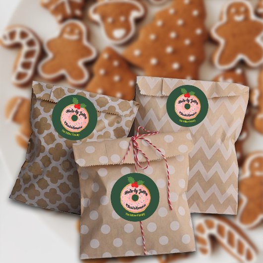 Christmas Funny Donut Wreath Personalize  ラウンドシール