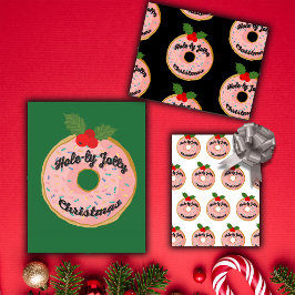 Christmas Funny Donut Wreath Personalize  ラッピングペーパーシート