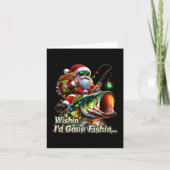Christmas Funny Fish Santa Fishing Merry Fishmas カード (正面)