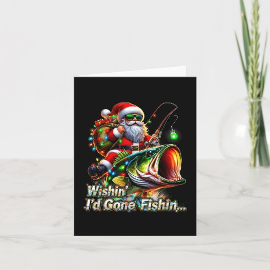 Christmas Funny Fish Santa Fishing Merry Fishmas  カード (正面)