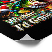 Christmas Funny Fish Santa Fishing Merry Fishmas  ポスター (角)