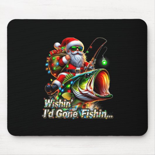 Christmas Funny Fish Santa Fishing Merry Fishmas  マウスパッド (正面)