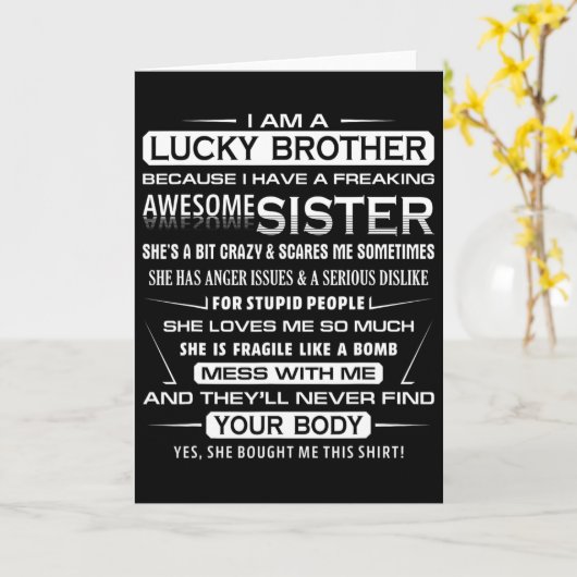 Christmas Funny For Brother From Sister I Am A Luc カード (黄色い花)