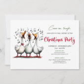 Christmas Funny Geese Minimalist Whimsical Invite 招待状 (正面)