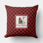 Christmas Funny Geese Playful Throw Pillow Art クッション (正面)