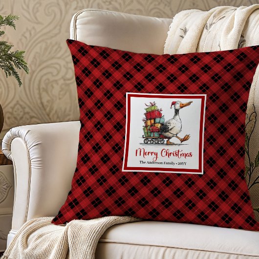 Christmas Funny Geese Playful Throw Pillow Art クッション