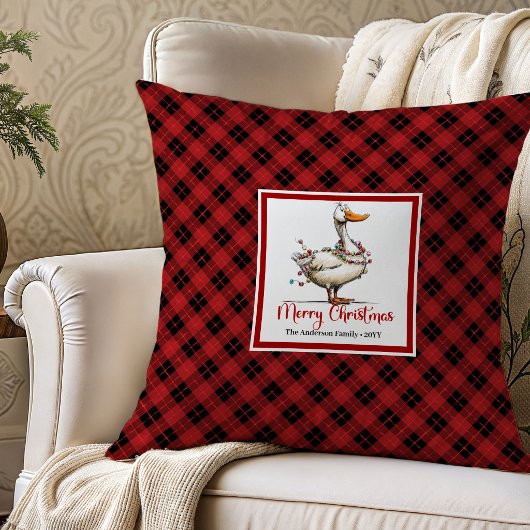 Christmas Funny Geese Whimsy Throw Pillow Art クッション