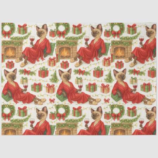 Christmas Funny Glam Siamese Cat Tissue Paper 薄葉紙 (正面)