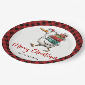Christmas Funny Goose Minimalist Whimsy Paper  ペーパープレート (アングル)