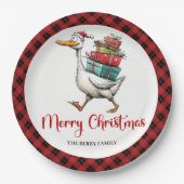 Christmas Funny Goose Minimalist Whimsy Paper  ペーパープレート (正面)
